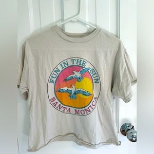 Brandy Melville/John Galt Fun in the Sun Graphic Cropped Tee